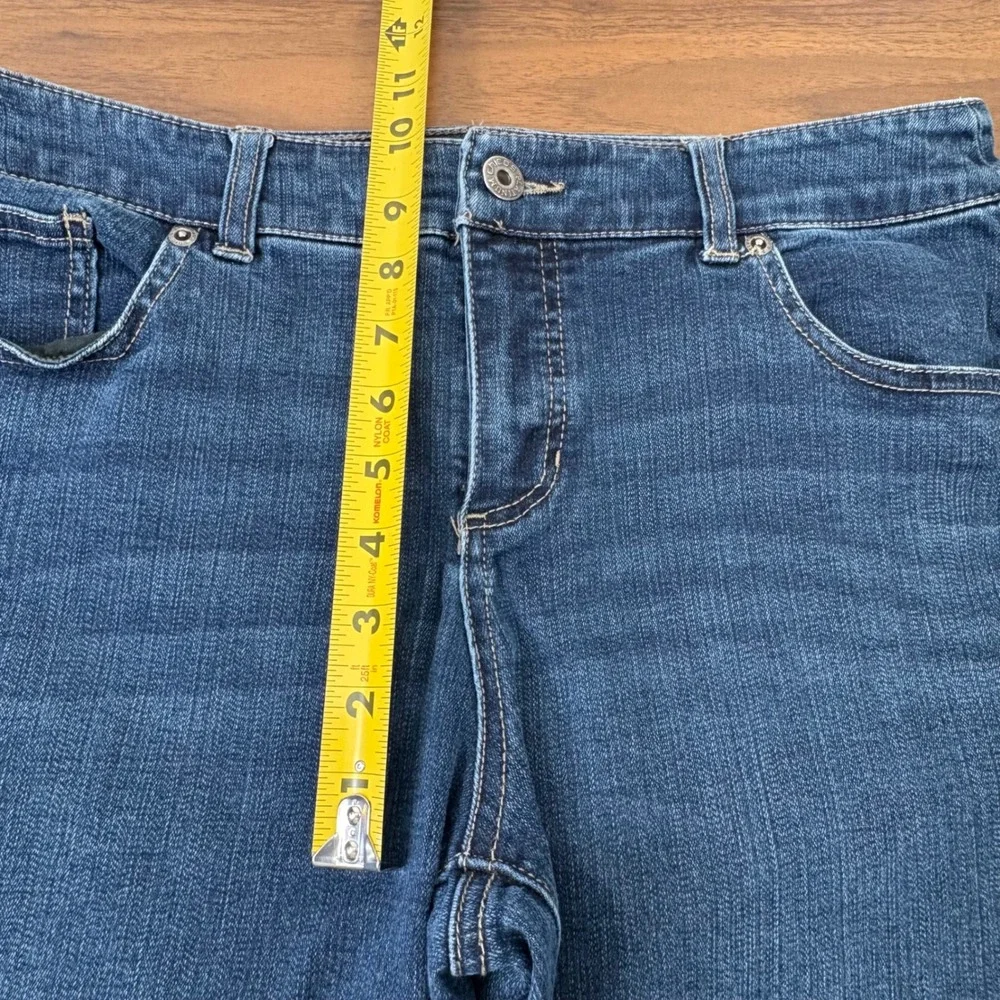 Chicos Platinum Denim Jeans 1.5/US 10 Short‎ Blue Straight Leg Stretch Classic